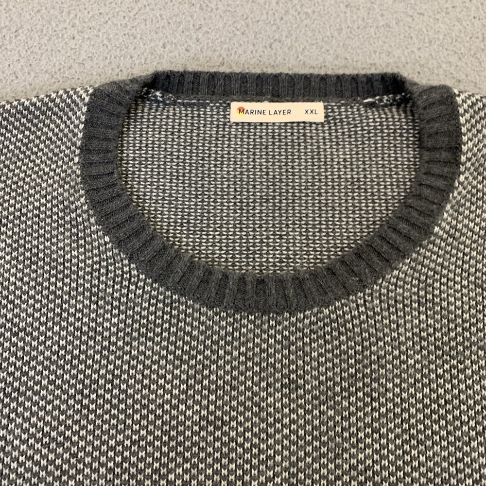 Marine Layer Knit Crewneck Mens 2XL Sweater Heathered Gray Sweatshirt Cuffed XXL - Picture 2 of 8